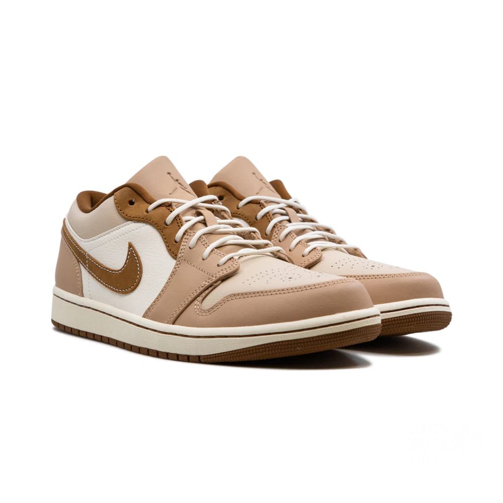 Air Jordan 1 Low Tan/White Leather Sneakers