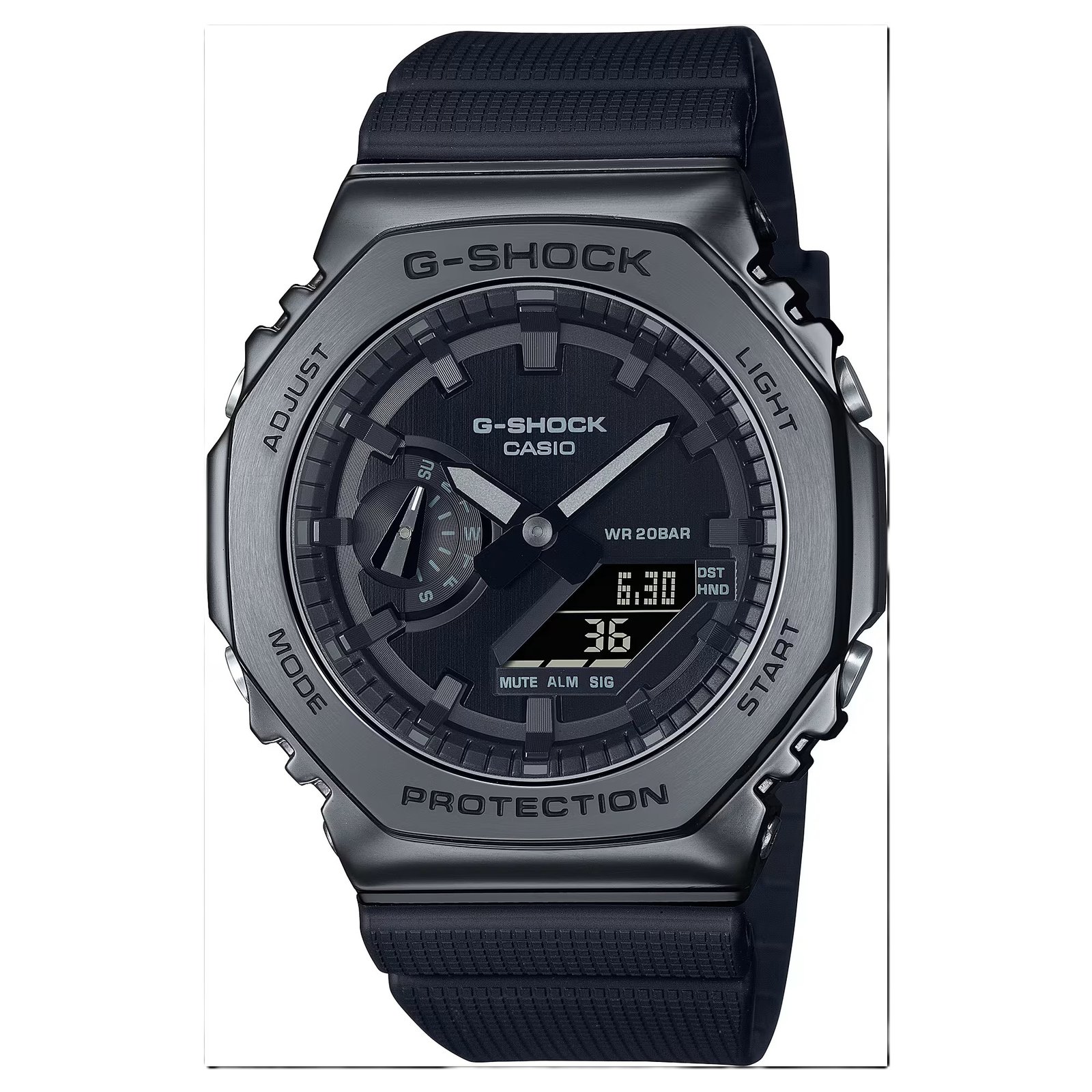 G-shock Gm 2100 Stainless Steel Black Dial Black Strap Watch