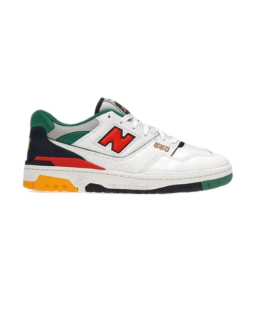 New Balance 550 White/Green/Red Men’s Sneakers – Retro Basketball Style