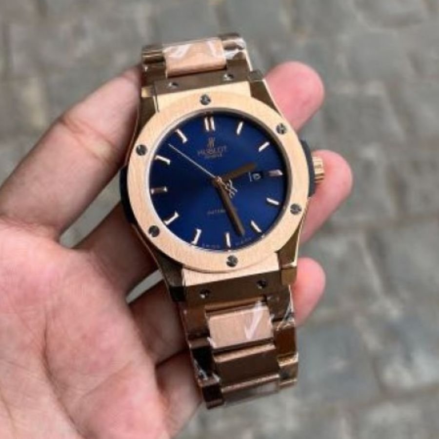 Hublot Automatic Japanese Machine watch (Golden with Royal Blue Dial)