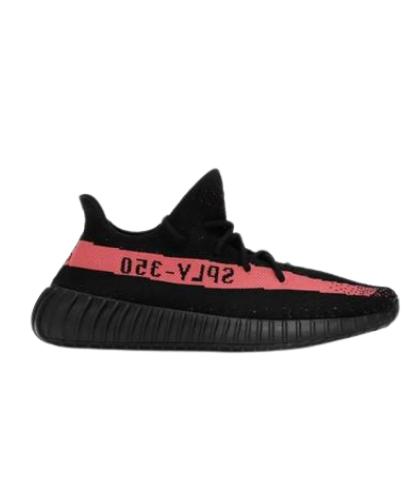 Yeezy Boost 350 V2 “Core Black/Red Stripe” – Sleek Black & Red Primeknit Street Sneaker