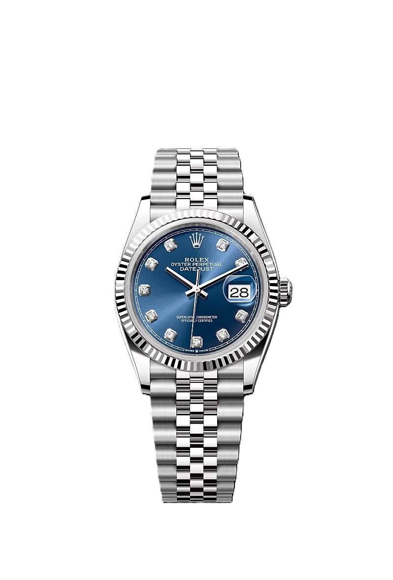 Rolex Date just 41 bright blue, diamond-set