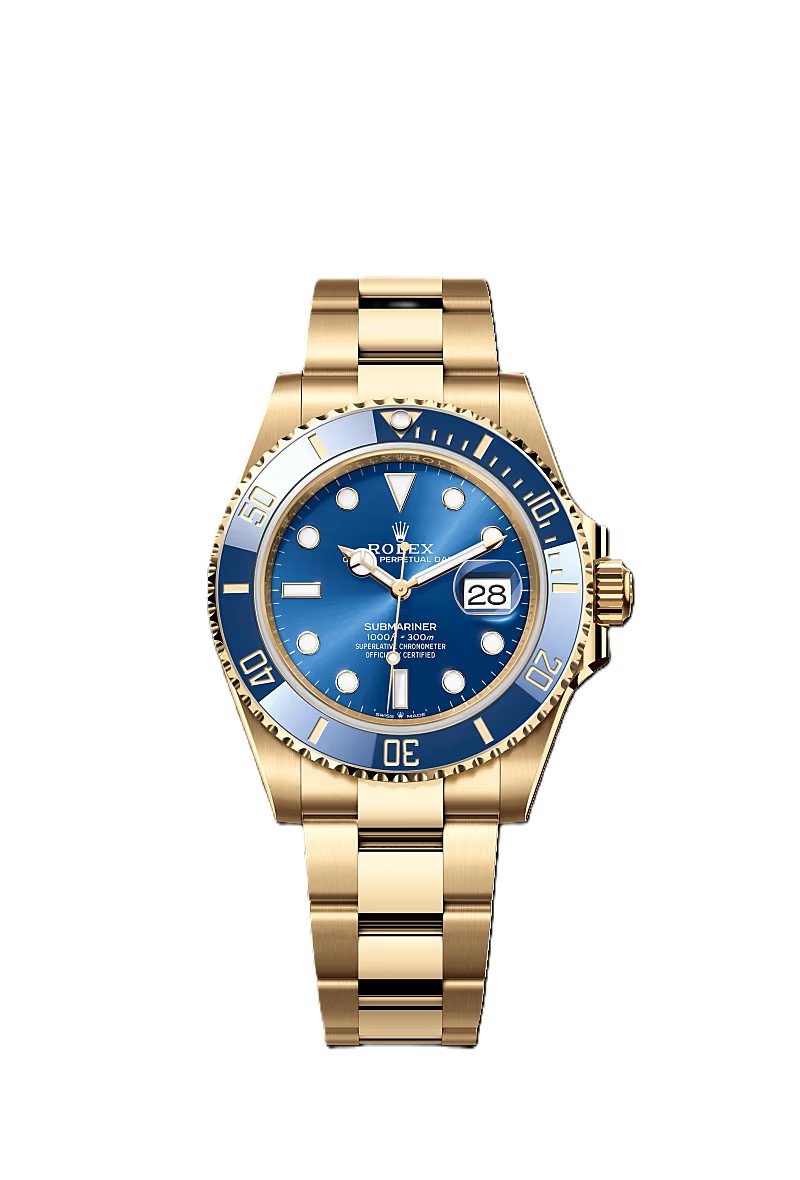 Rolex Submarine yellow gold and a blue dial date