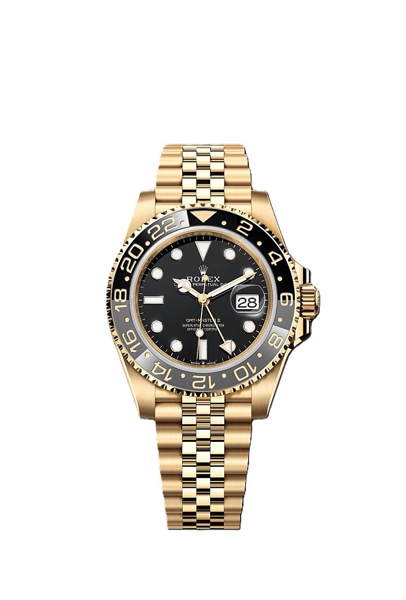 GMT-Master II yellow gold Jubilee bracelet and Black dial.