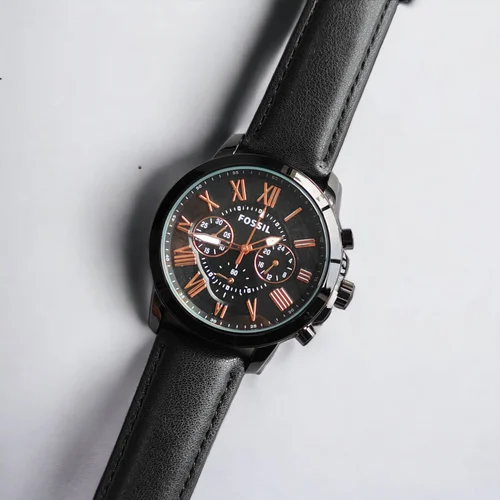 Fossil Grant Leather Belt Full Black Watch - Image 3