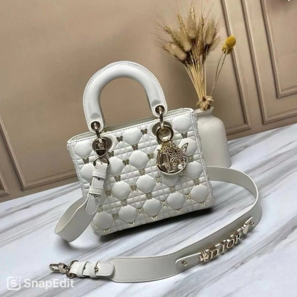 Dior Lady My ABC Cannage Butterfly Premium Quality With OG Box & Dus Bag (White-712)(BSB) - Image 5