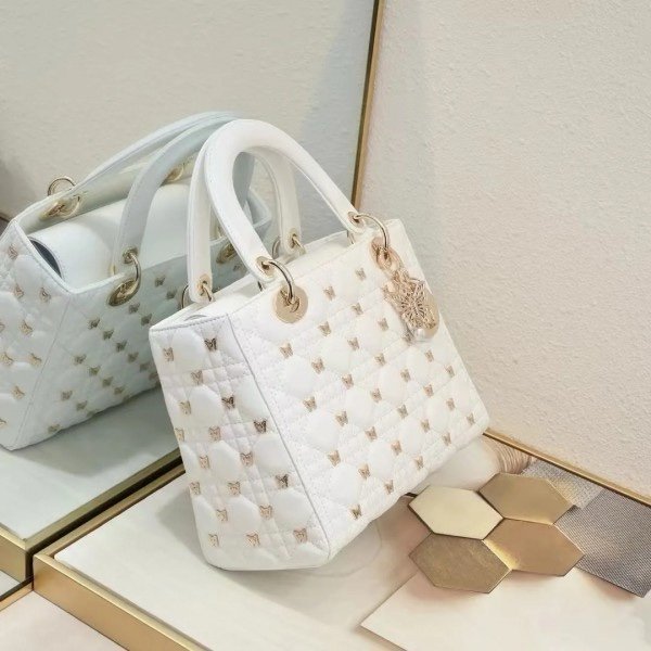 Dior Lady My ABC Cannage Butterfly Premium Quality With OG Box & Dus Bag (White-712)(BSB) - Image 6