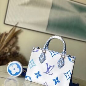 Louis Vuitton LV M22976 On The Go Pochette With OG Double Box & Dust Bag - Coin Pouch (White Blue - 620)(BSB)