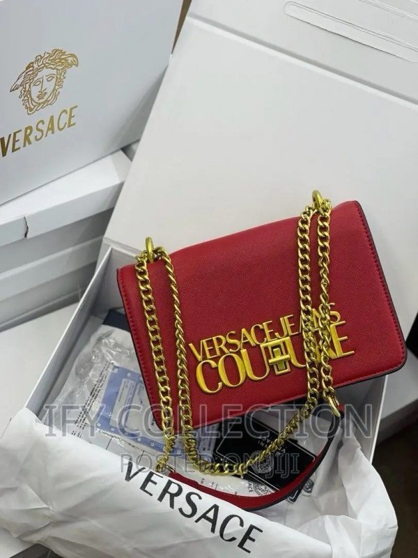 Versace Jeans Couture Saffiano Lock Crossbody Bag With OG Gift Box & Dust Bag (Red - VA029)(LB) - Image 8
