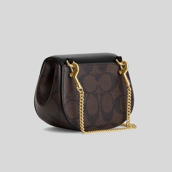 Coach Morgan Card Case On A Chain In Signature Canvas Brown Black CK439 With OG Box & Dust_Bag(LB) - Image 5