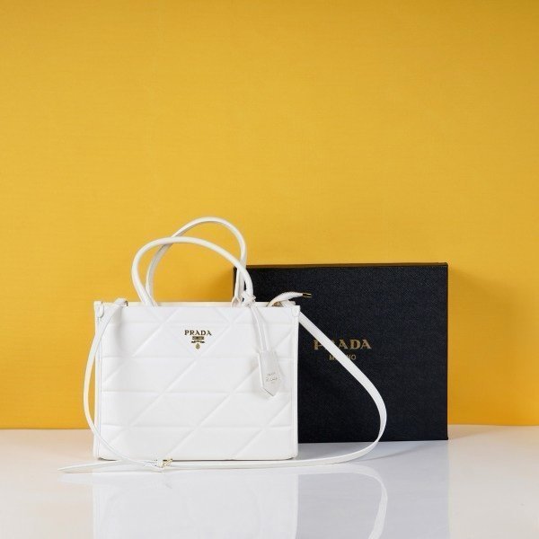 Prada Leather Symbole Tote Bag With OG Box & Dust Bag (White-891)(BSB) - Image 5