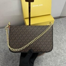 Michael Kors Jet Set Chain Pouchette Bag With OG Box & Dust Bag (Coffee Brown 22318)