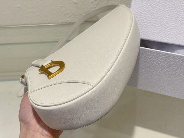 Christian Dior CD Saddle Rodeo Bag Pouch With OG Box & Dust Bag (379 White) - Image 4