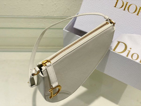 Christian Dior CD Saddle Rodeo Bag Pouch With OG Box & Dust Bag (379 White) - Image 5