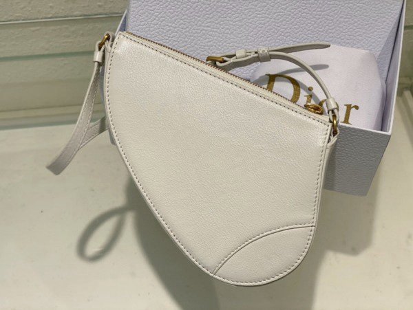 Christian Dior CD Saddle Rodeo Bag Pouch With OG Box & Dust Bag (379 White) - Image 6