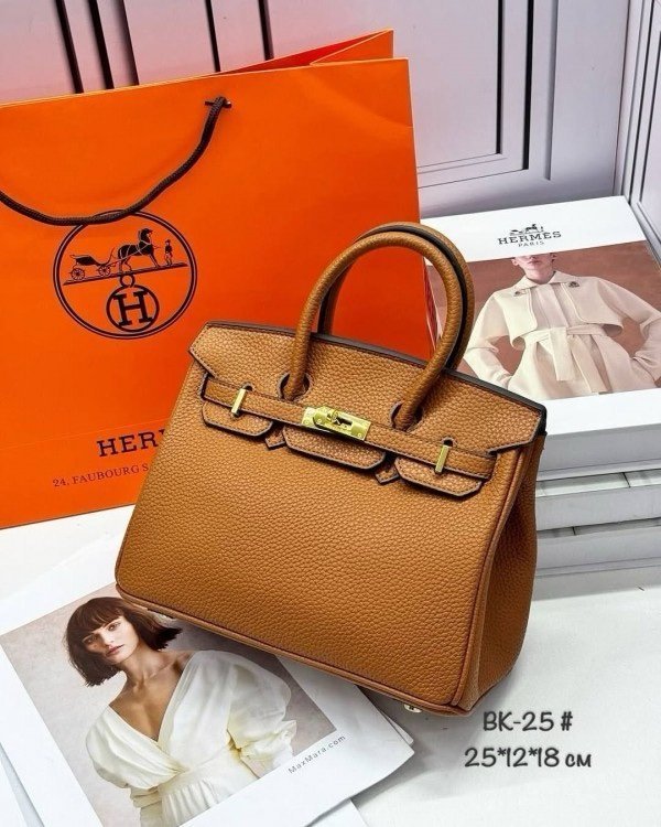 Hermes Brown Togo Leather Rose Gold Hardware Birkin Bag With Dust Bag & OG Box (BK25 Brown) - Image 5