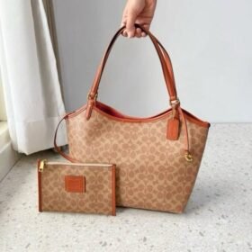 Coach Day Tote With Removable Pouch & Dust Bag (Brown-968)(BSB)