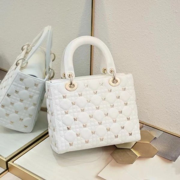 Dior Lady My ABC Cannage Butterfly Premium Quality With OG Box & Dus Bag (White-712)(BSB) - Image 7