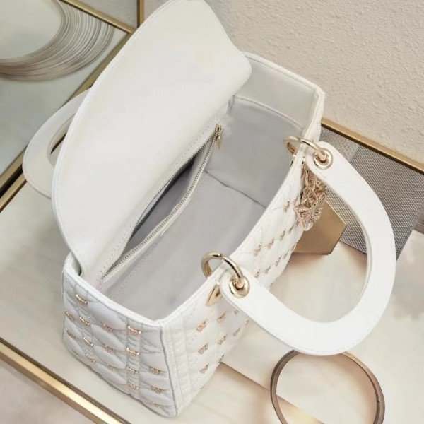 Dior Lady My ABC Cannage Butterfly Premium Quality With OG Box & Dus Bag (White-712)(BSB) - Image 10