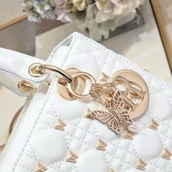 Dior Lady My ABC Cannage Butterfly Premium Quality With OG Box & Dus Bag (White-712)(BSB) - Image 11