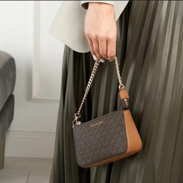 Michael Kors MK MD Chain Pouchette Bag With Dust Bag (Brown - 248)(BSB) - Image 3