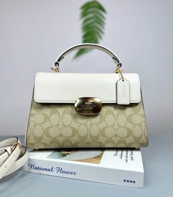 Coach Eliza Top Handle Premium Crossbody
Bag With OG Magnetic Gift Box & Dust
Bag (White-914)(BSB) - Image 4