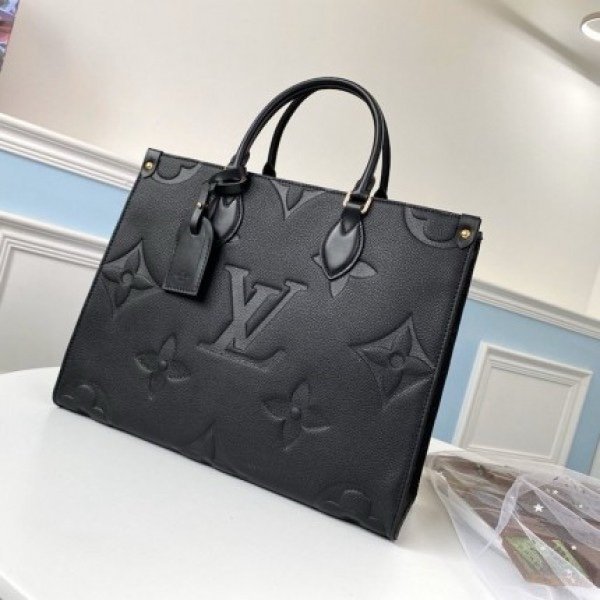 Louis Vuitton LV On The Go Monogram Premium Leather Tote Bag With Dust Bag (Black - 313)(BSB) - Image 5