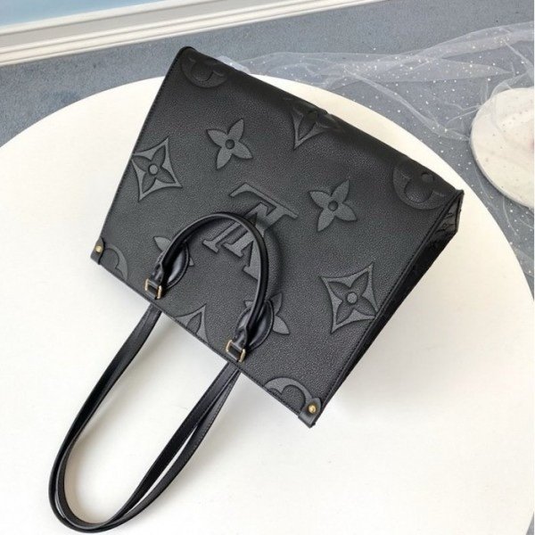 Louis Vuitton LV On The Go Monogram Premium Leather Tote Bag With Dust Bag (Black - 313)(BSB) - Image 7