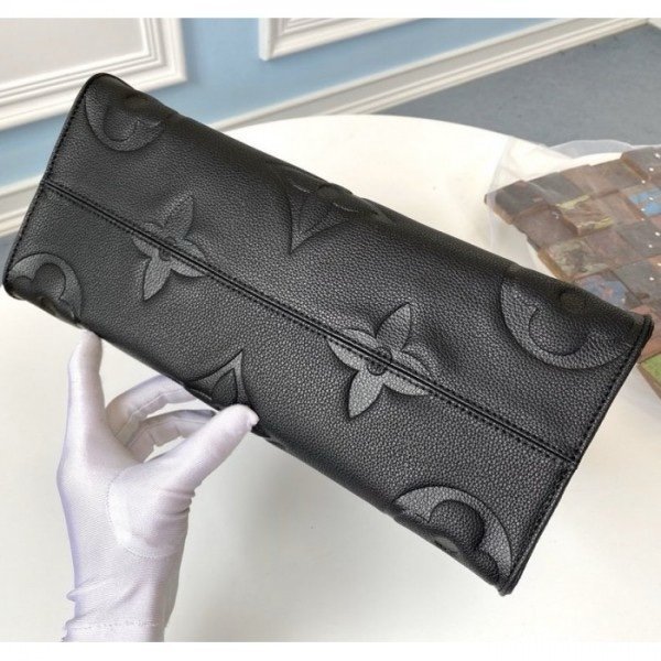 Louis Vuitton LV On The Go Monogram Premium Leather Tote Bag With Dust Bag (Black - 313)(BSB) - Image 9