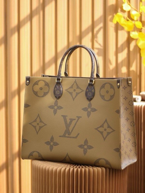 Louis Vuitton LV On The Go Monogram and Monogram Reverse Premium Leather Tote Bag With Dust Bag (Brown - 189)(BSB) - Image 4
