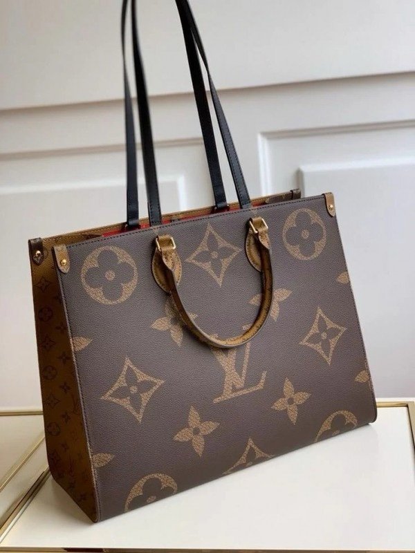 Louis Vuitton LV On The Go Monogram and Monogram Reverse Premium Leather Tote Bag With Dust Bag (Brown - 189)(BSB) - Image 6