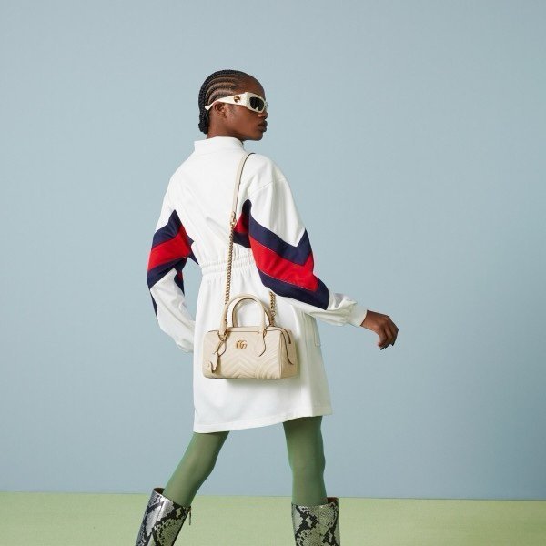 Gucci 746319 Marmont Top Handle Speedy Premium Bag With OG Box & Dust Bag & Carry Bag & Accessories (White-903)(BSB) - Image 3