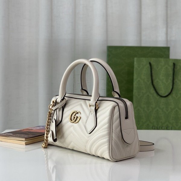 Gucci 746319 Marmont Top Handle Speedy Premium Bag With OG Box & Dust Bag & Carry Bag & Accessories (White-903)(BSB) - Image 4