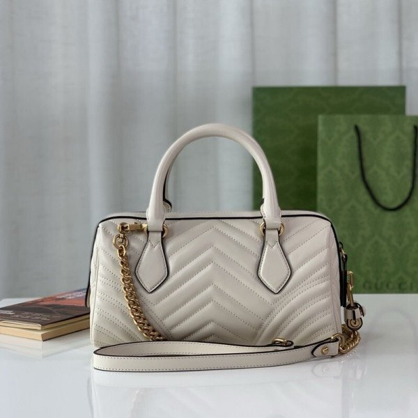 Gucci 746319 Marmont Top Handle Speedy Premium Bag With OG Box & Dust Bag & Carry Bag & Accessories (White-903)(BSB) - Image 5