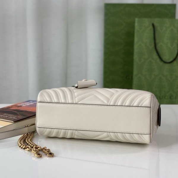 Gucci 746319 Marmont Top Handle Speedy Premium Bag With OG Box & Dust Bag & Carry Bag & Accessories (White-903)(BSB) - Image 6