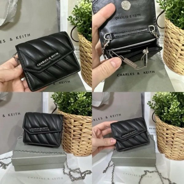 Charles & Keith Mini Asymmetric Flap Sling Bag With OG Box & Dust Bag (Black - 786)(BSB) - Image 4