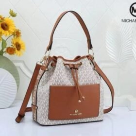 Michael Kors Maeve Medium Bucket Bag With Dust Bag Beige Brown 100829(LB)