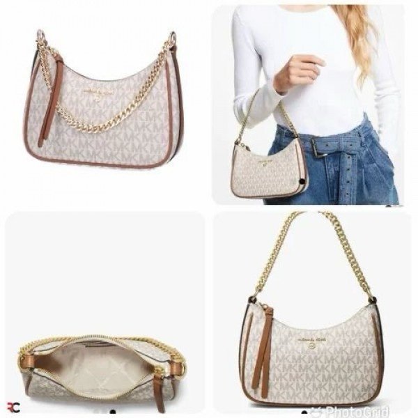Michael Kors MK Jet Set Charm Small Logo Pochette With OG Box (5575_Beige_Brown)(LB) - Image 3