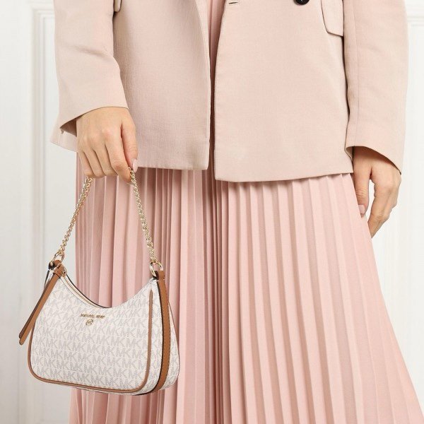 Michael Kors MK Jet Set Charm Small Logo Pochette With OG Box (5575_Beige_Brown)(LB) - Image 5