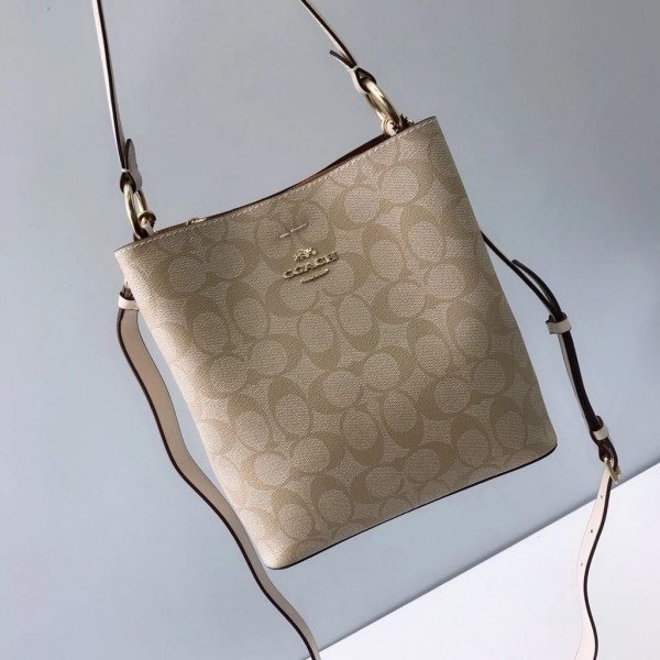Coach Mollie 22 Apricot Khakhi Black Interior Bucket Bag With Dust Bag 8067 Shallow Apricot Khakhi(LB) - Image 3
