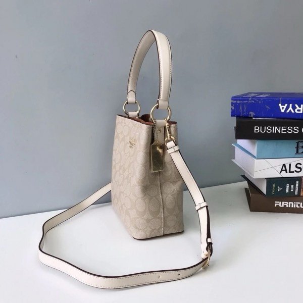 Coach Mollie 22 Apricot Khakhi Black Interior Bucket Bag With Dust Bag 8067 Shallow Apricot Khakhi(LB) - Image 5