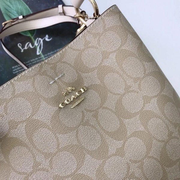 Coach Mollie 22 Apricot Khakhi Black Interior Bucket Bag With Dust Bag 8067 Shallow Apricot Khakhi(LB) - Image 6