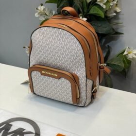 Michael Kors Double Zipper Backpack With Dust Bag (22M07-Beige_Brown)(LB)