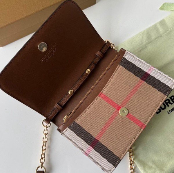 Burberry Bolsa Derby House Check Sling Bag With OG Box & Dust Bag 40681441 Brown(LB) - Image 5