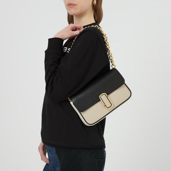 Marc Jacobs The J Marc Shoulder Bag With OG Box & Dust Bag (Black-White- 115)(BSB) - Image 4