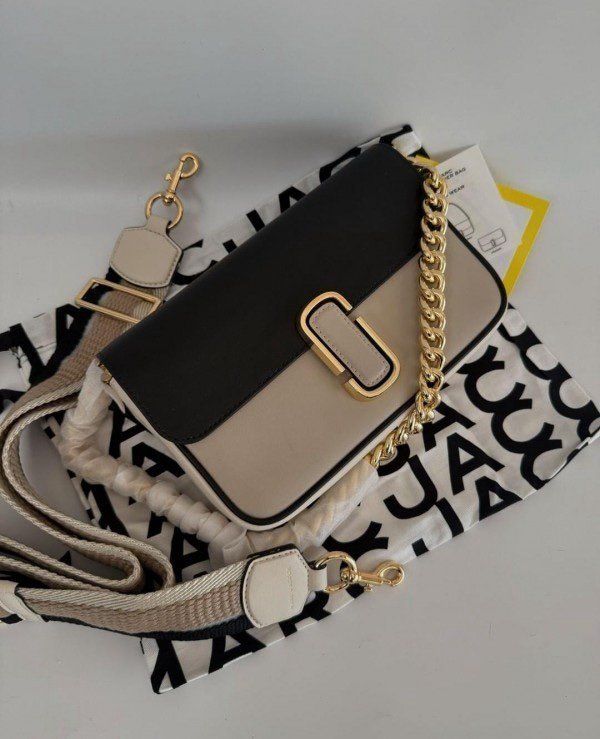 Marc Jacobs The J Marc Shoulder Bag With OG Box & Dust Bag (Black-White- 115)(BSB) - Image 6