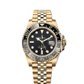 GMT-Master II yellow gold Jubilee bracelet and Black dial.